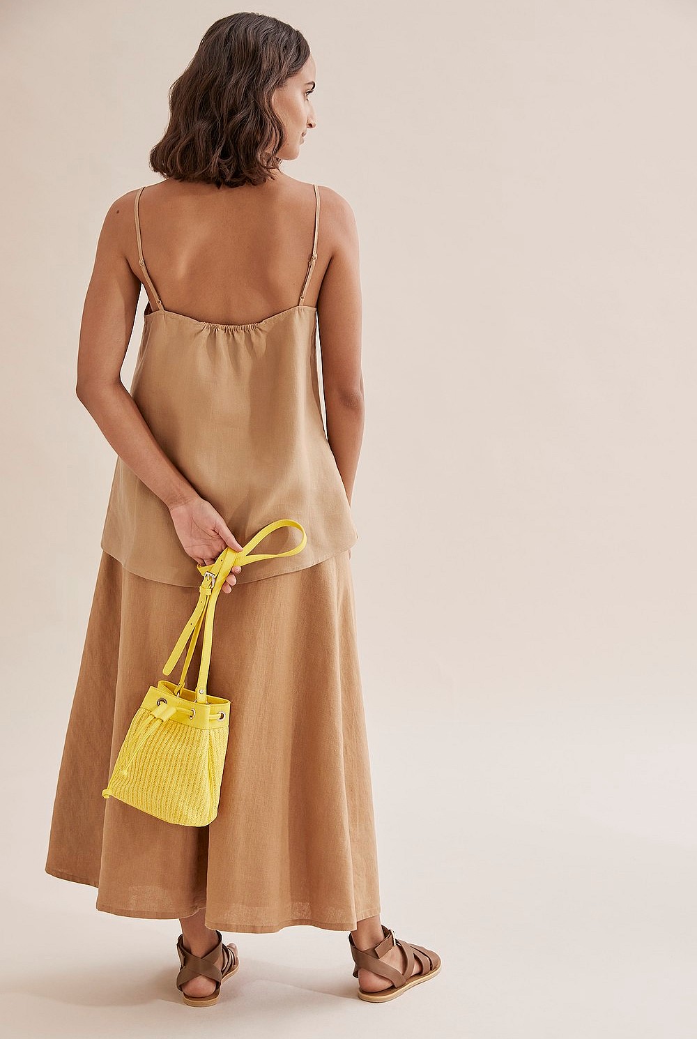 Linen Wrap Midi Skirt