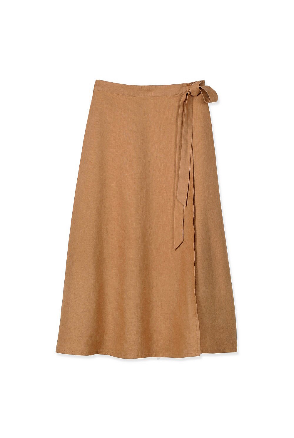 Linen Wrap Midi Skirt