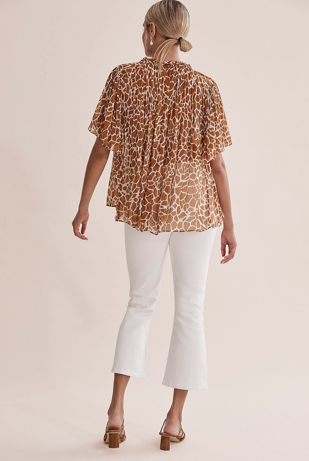 Ruffle Sleeve Print Blouse