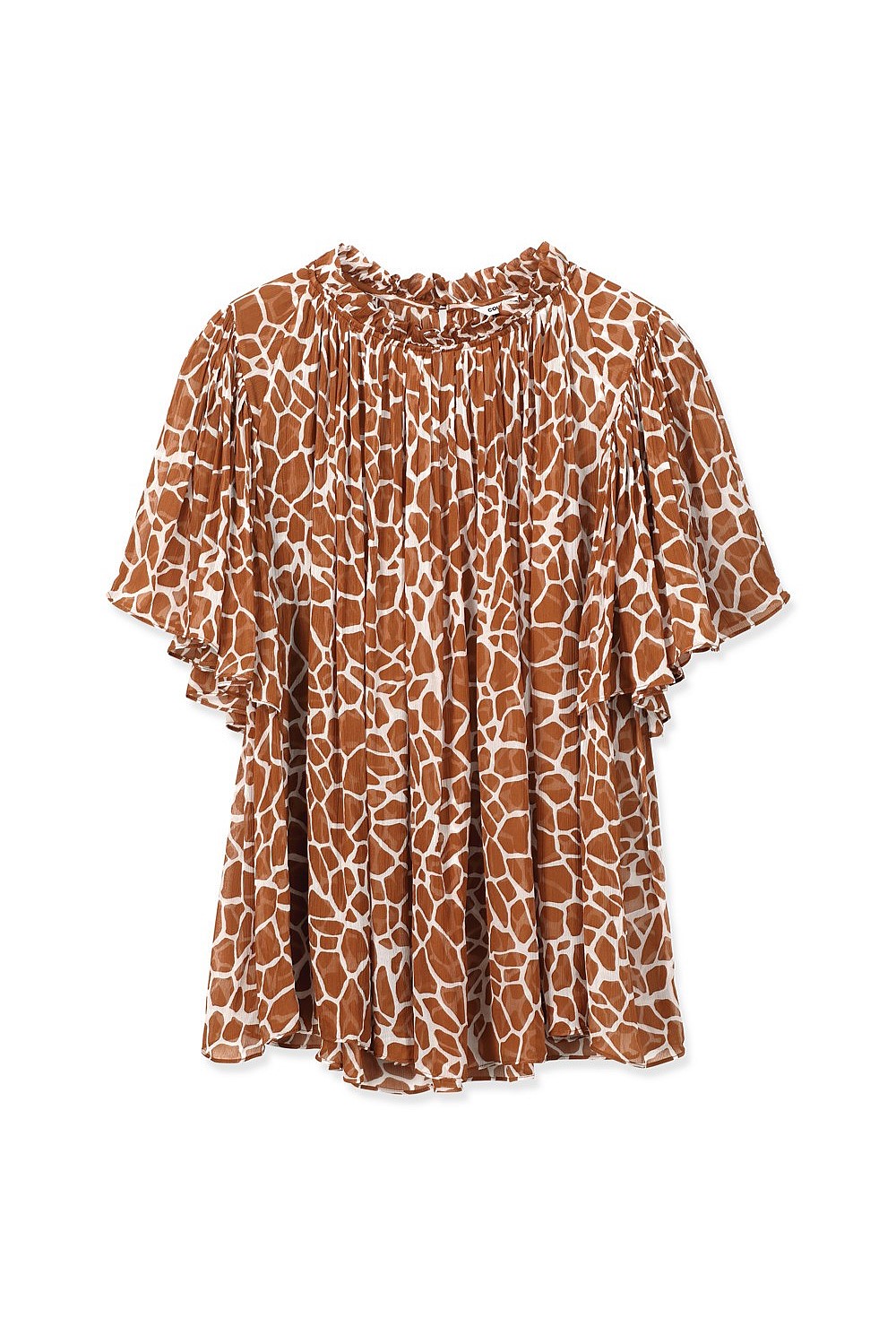 Ruffle Sleeve Print Blouse