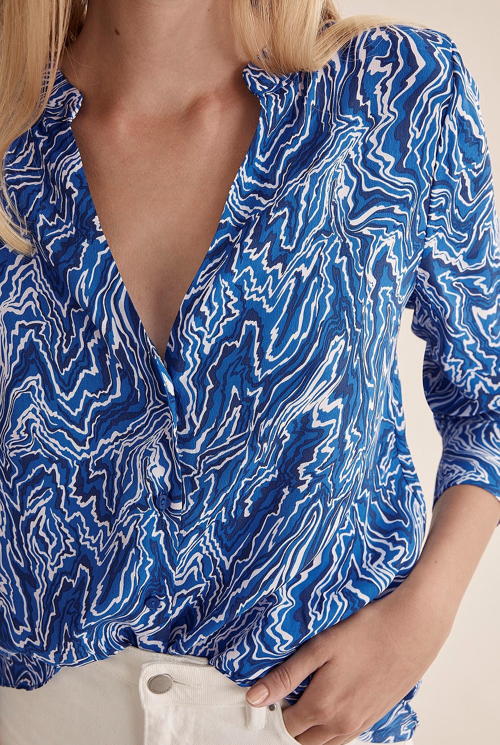 Urban Print Long Sleeve Blouse
