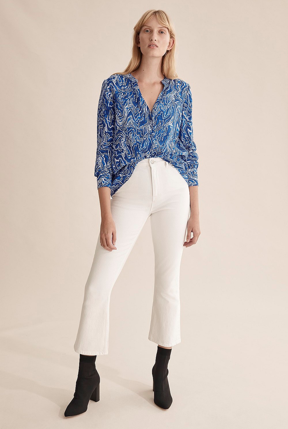 Urban Print Long Sleeve Blouse