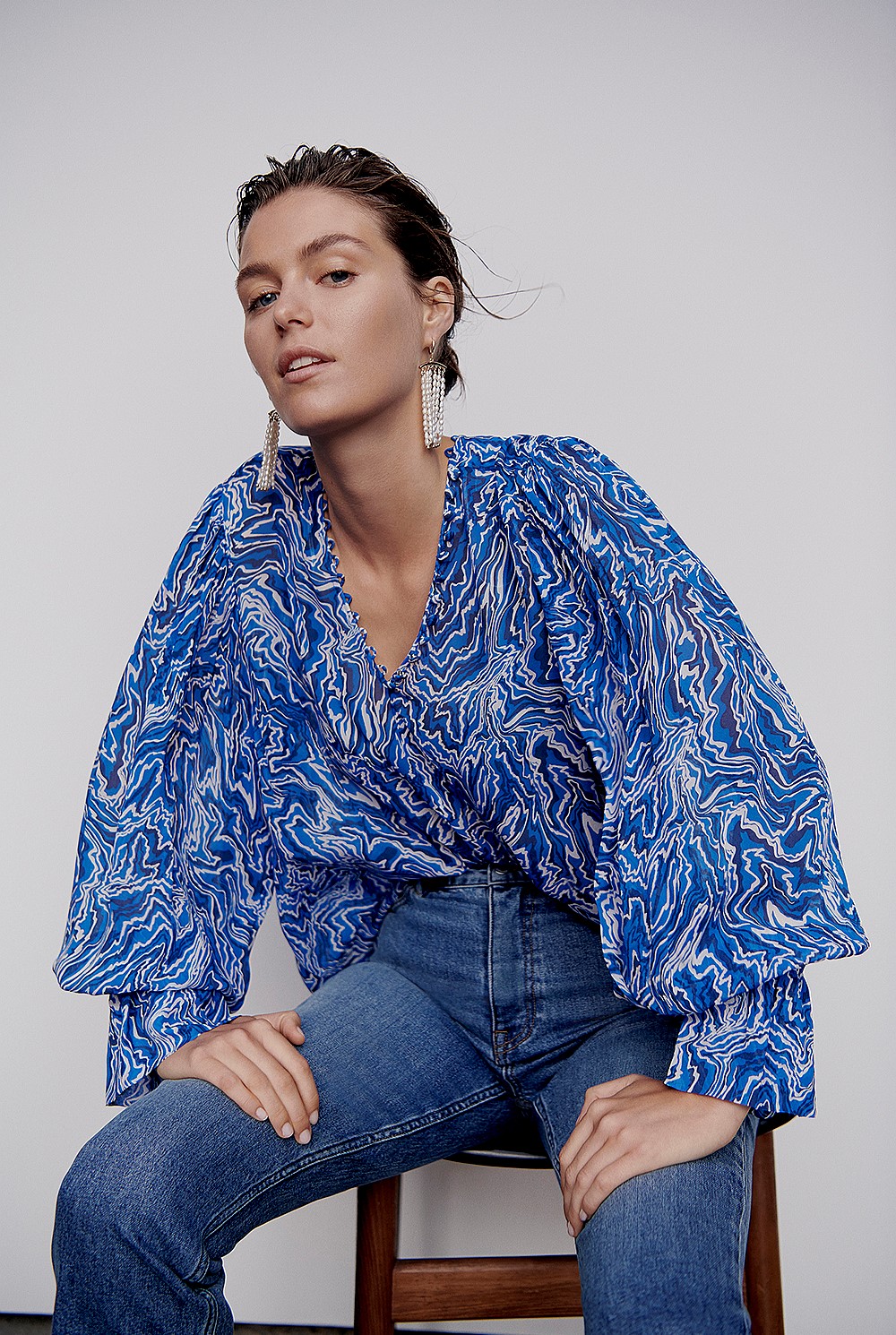 Urban Print Long Sleeve Blouse