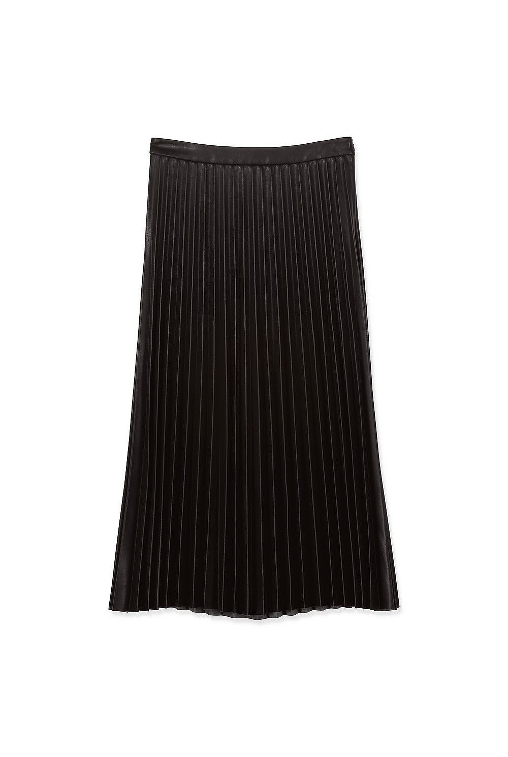 Pleated Faux Leather Skirt