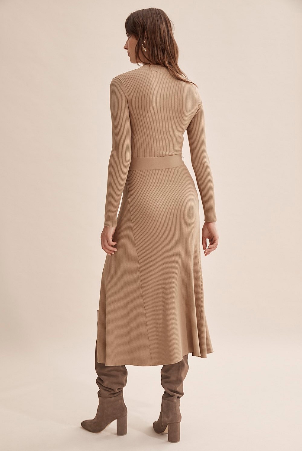 Rib Knit Long Sleeve Dress