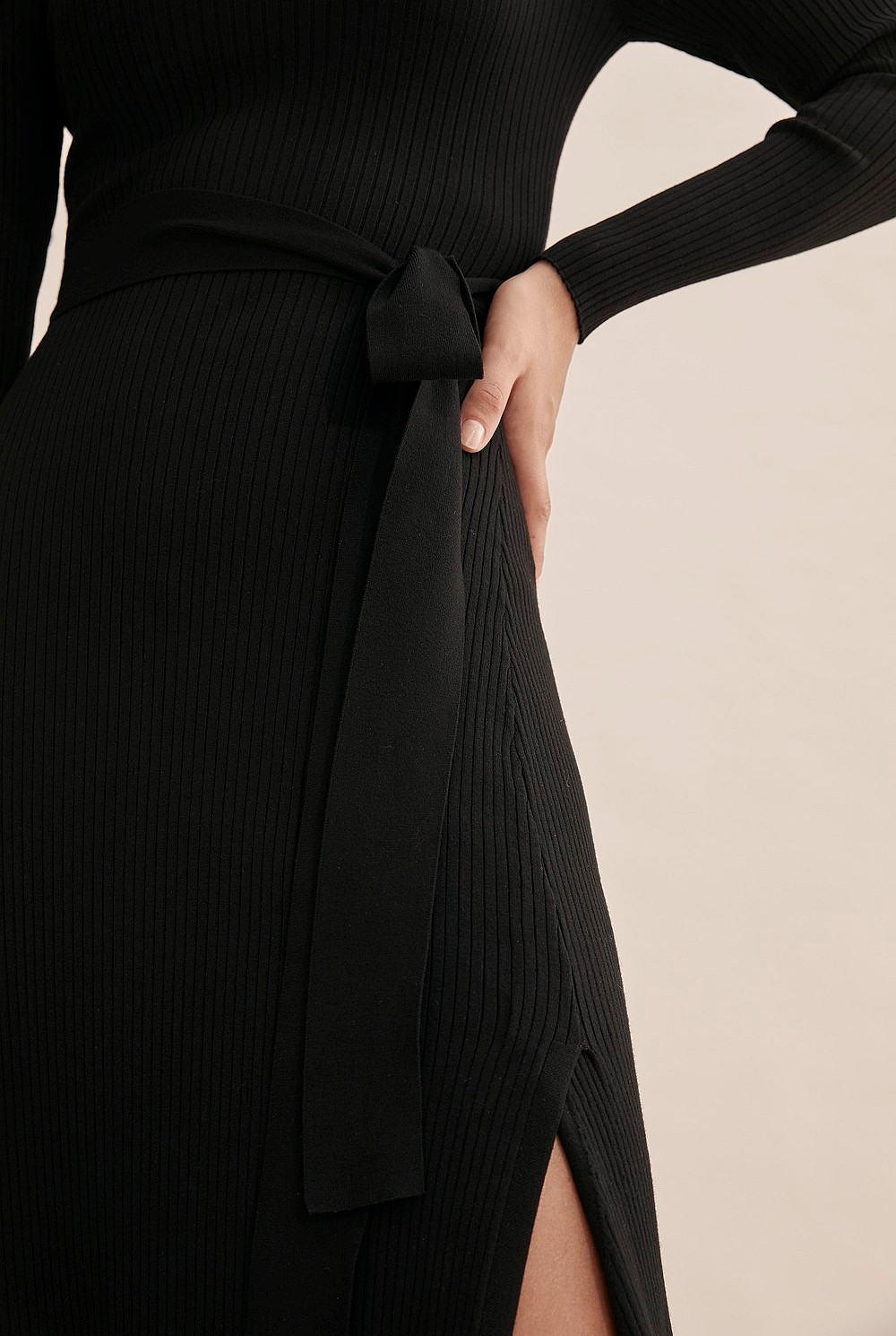 Rib Knit Long Sleeve Dress