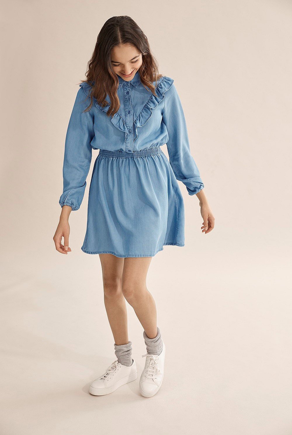 Teen Chambray Frill Dress