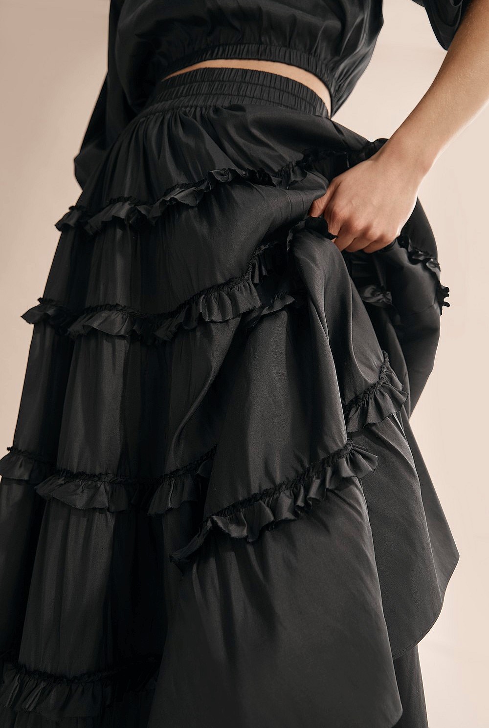 Silk Tiered Skirt