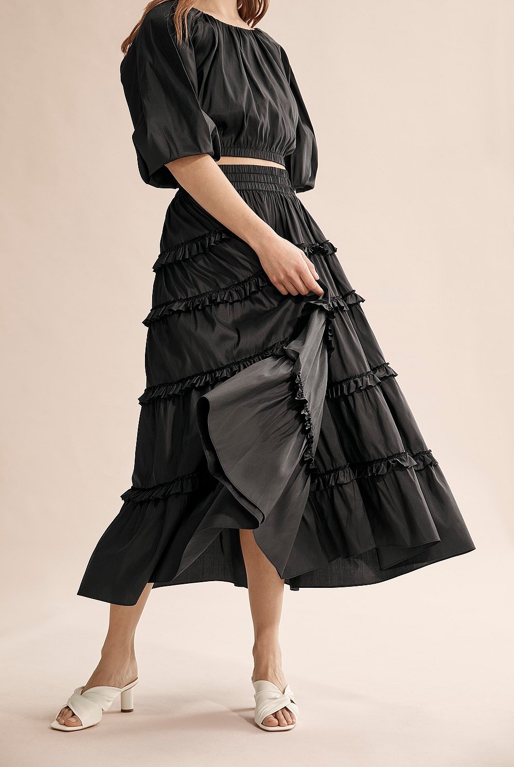 Silk Tiered Skirt