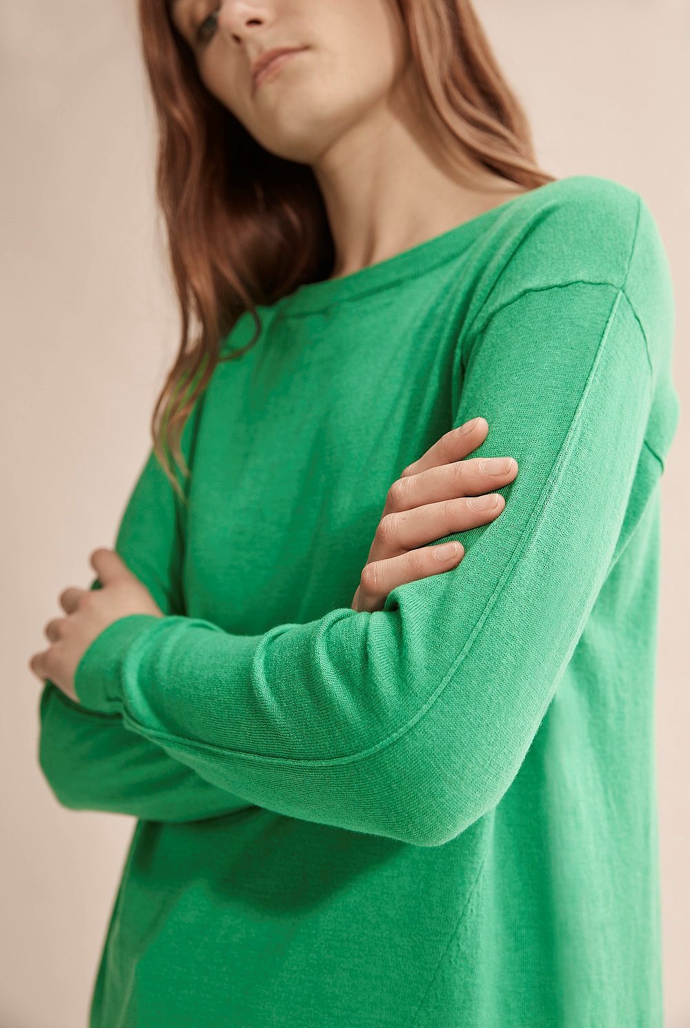 Boat Neck Wool Cotton Sweater