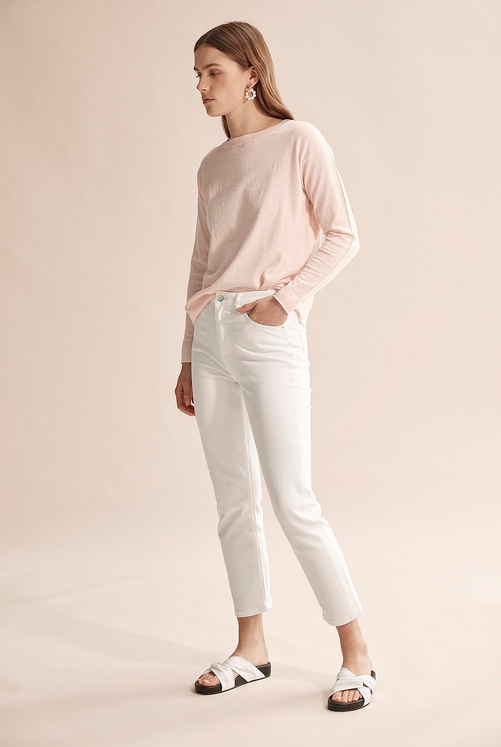 Boat Neck Wool Cotton Sweater