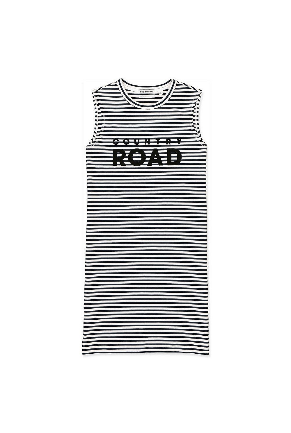 Verified Australian Cotton Stripe Modern Logo Tank Dress