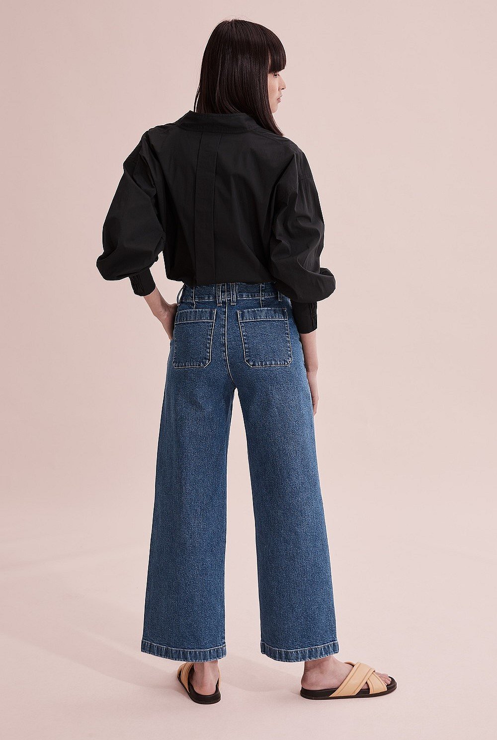 Australian Cotton Blend High Rise Wide Leg Jean