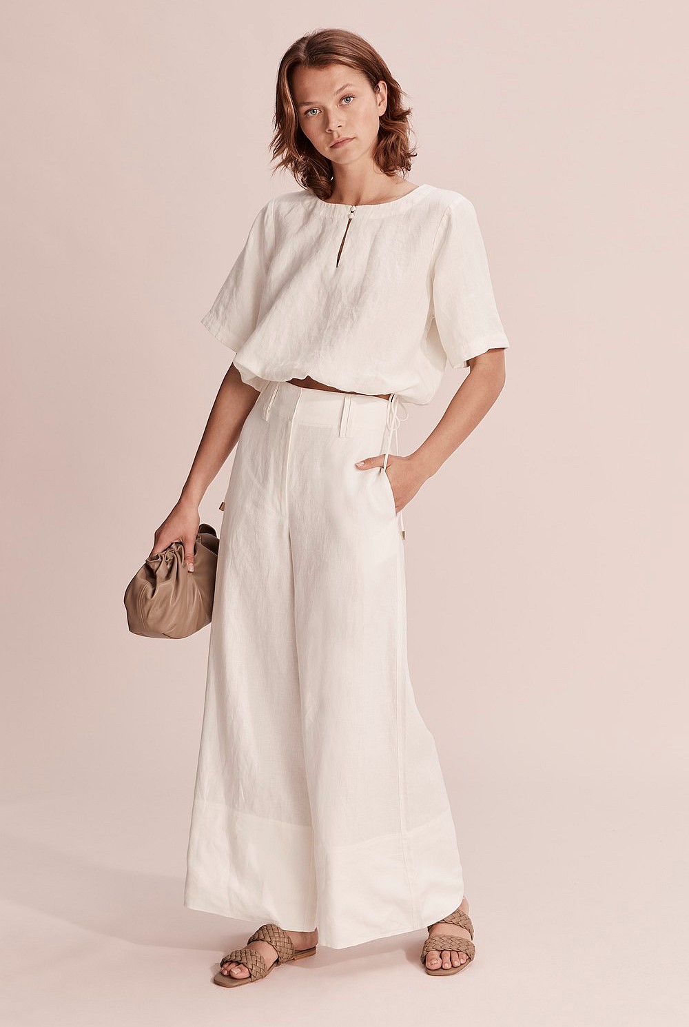 Organically Grown French Linen Wide Leg Pant