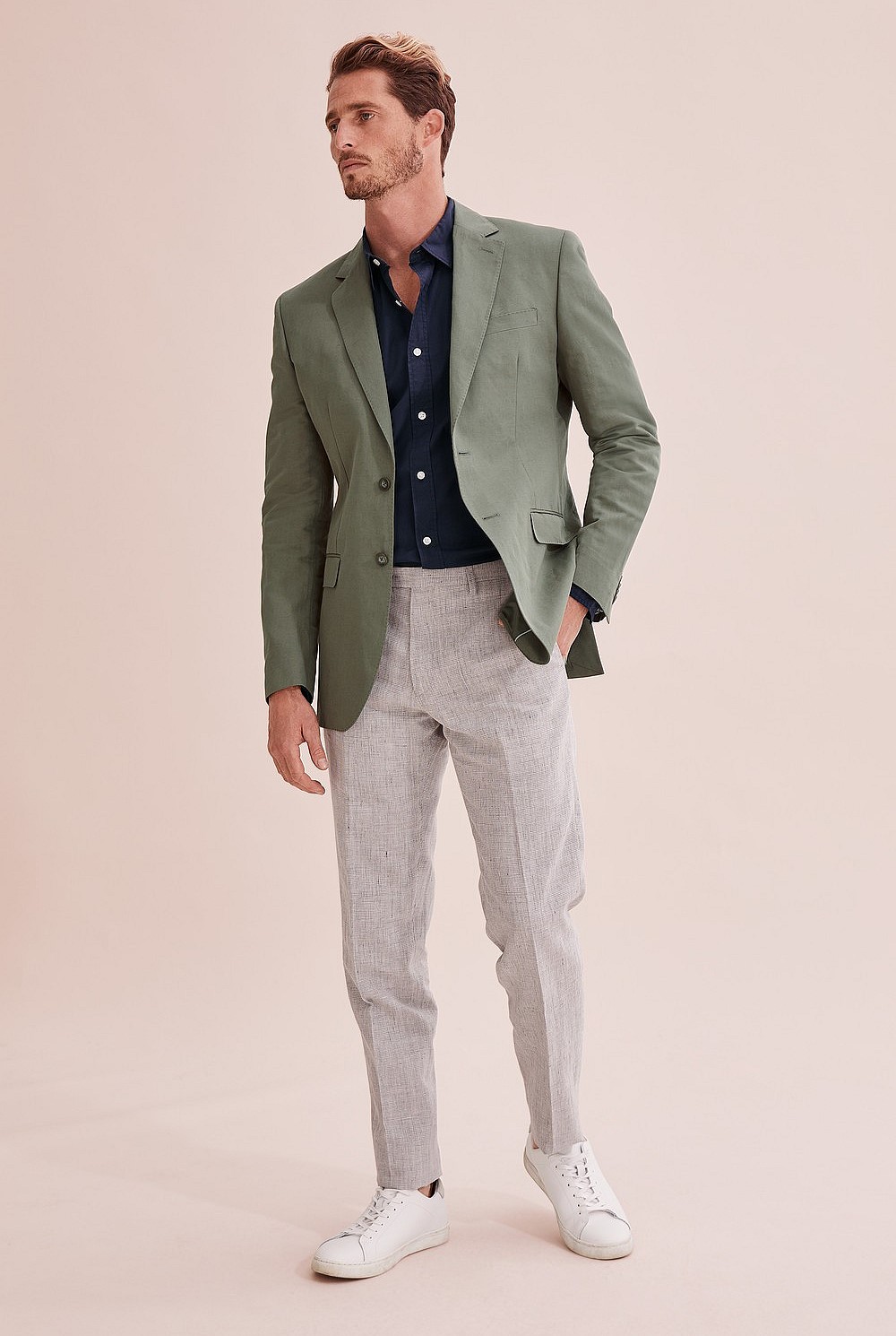 Slim Cotton Linen Blazer