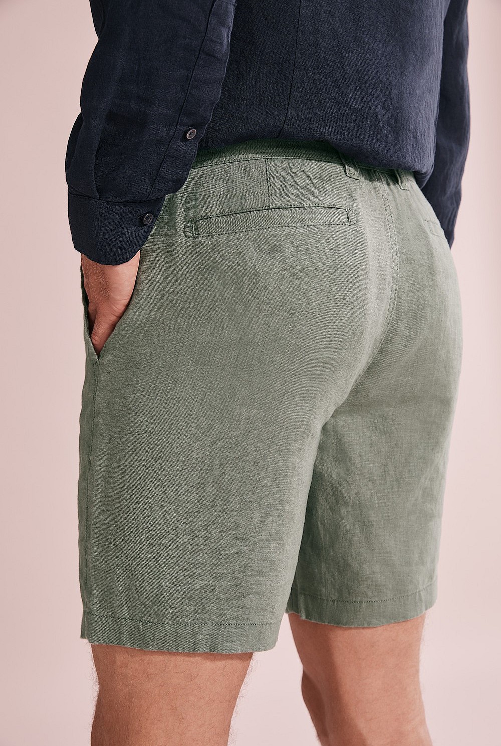 Linen Button Front Short