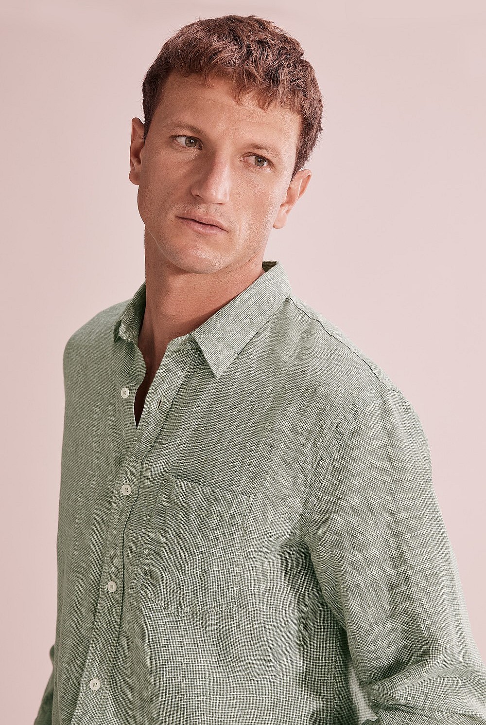Regular Textured Linen Shirt