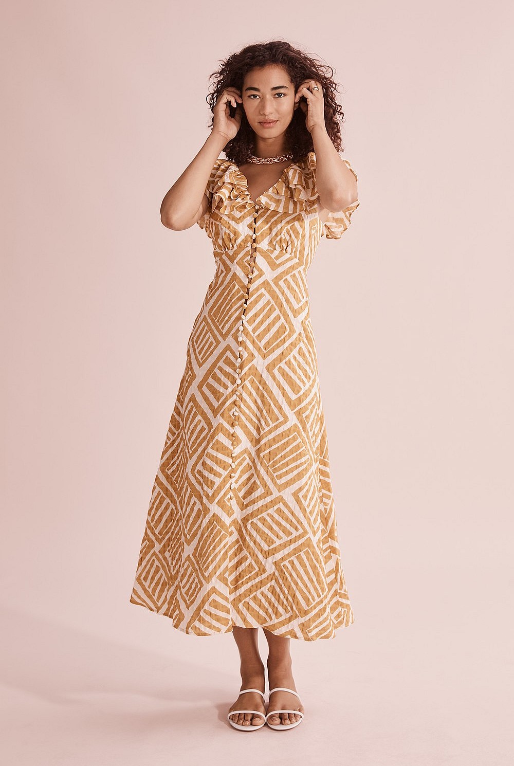 Print Ruffle Maxi Dress