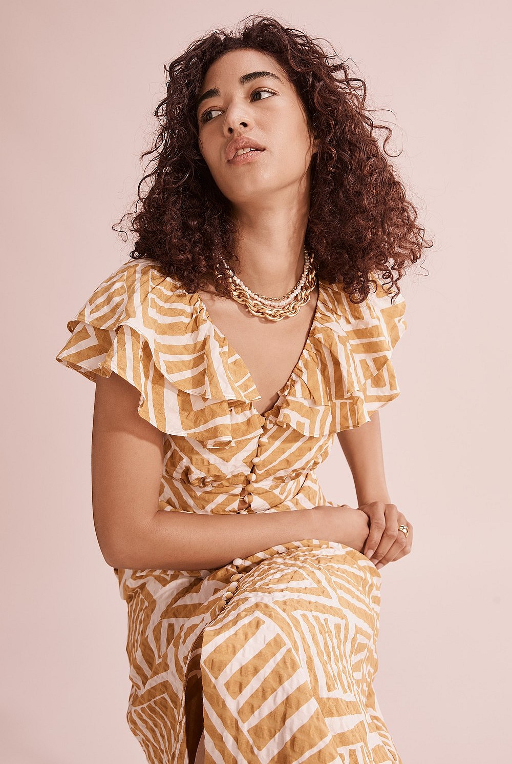 Print Ruffle Maxi Dress