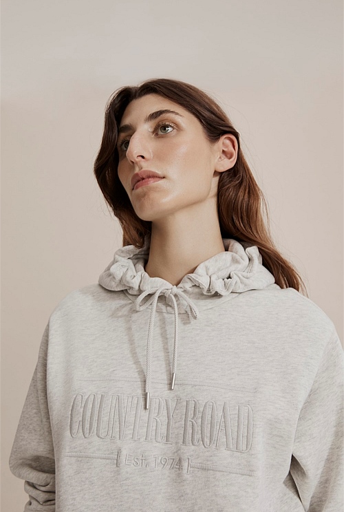 Light Grey Marle Verified Australian Cotton Hooded Heritage Sweat