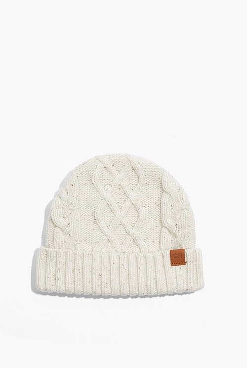 White Twist Knit Beanie Accessories Country Road