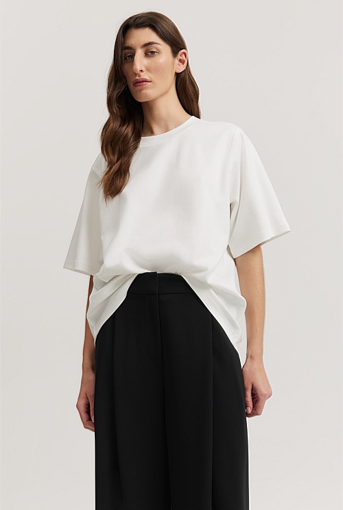 White Relaxed Longline T-Shirt - T-Shirts & Tops | Country Road