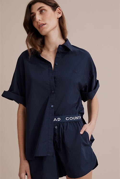Navy Woven Lounge Shirt Sleepwear Country Road