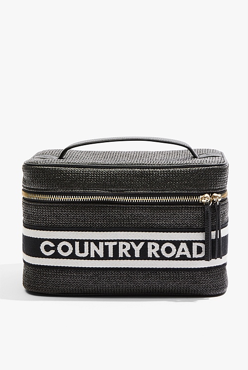 Black Large Branded Cosmetic Bag Bags Country Road