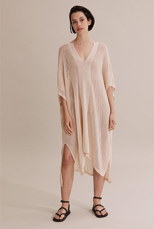 KNITTED V NECK KAFTAN INDIANA FRANKS main image 0