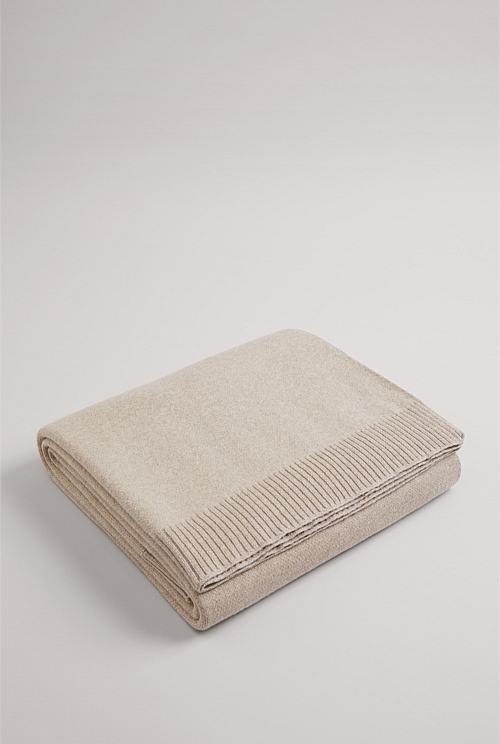 Oatmeal Organically Grown Cotton Heritage Knit Throw - Organically ...