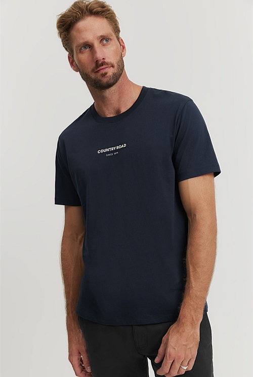 Navy Australian Cotton Modern Logo T-Shirt - T-Shirts | Country Road