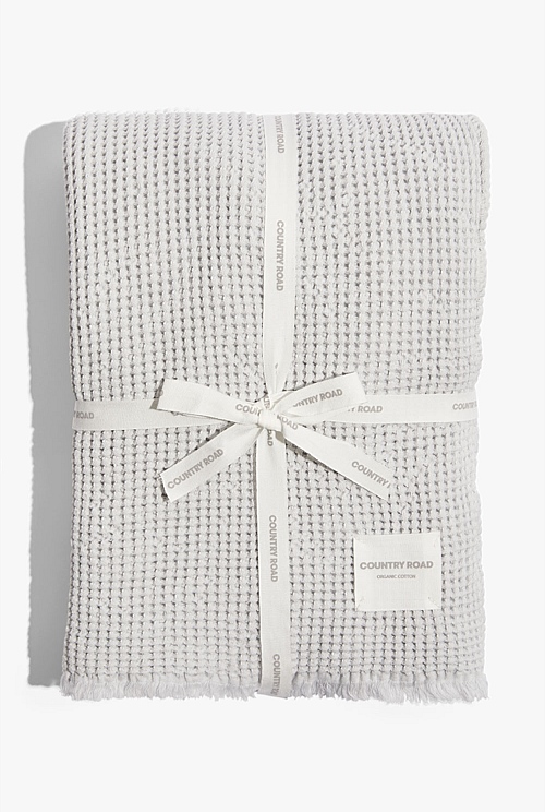 Pale Grey Textured Blanket Natural Fibres Country Road