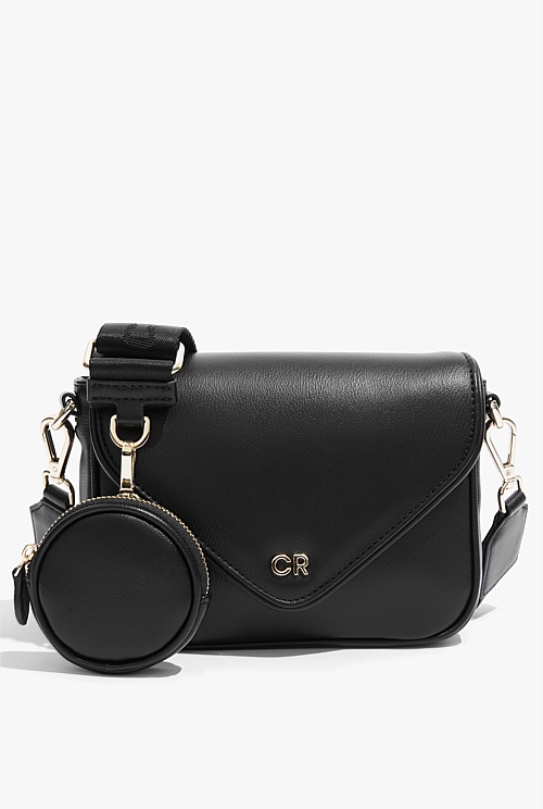 Black Recycled Foldover Crossbody Bag Bags Country Road