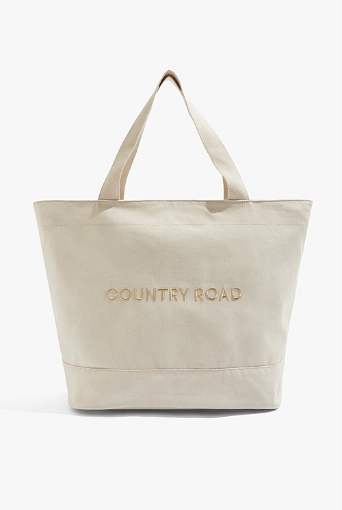 Sand Australian Cotton Country Road Metallic Shopper - Bags | Country Road