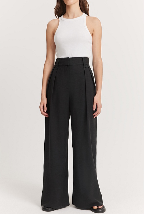 Black Pleat Detail Pant - Pants | Country Road