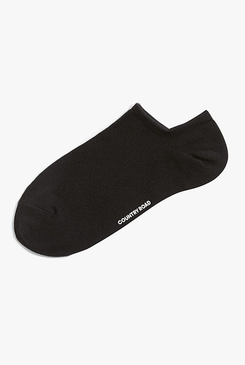Black Australian Cotton Blend Sneaker Sock - Socks & Tights | Country Road