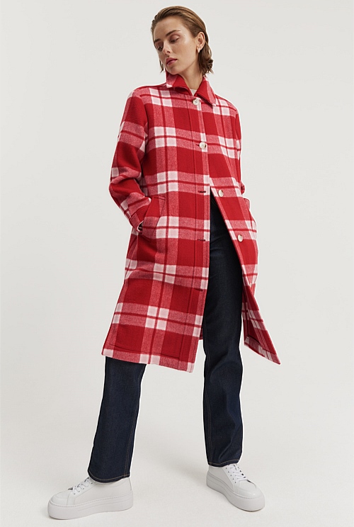 Ruby Longline Check Coat - Jackets & Coats | Country Road