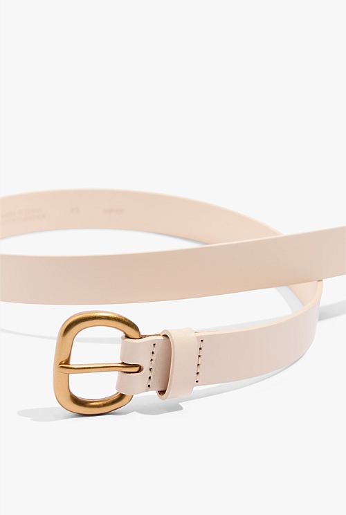 Almond Skinny Solid Buckle Belt - Belts | Country Road