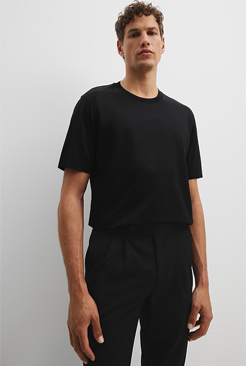 Black Mercerised T-Shirt - Knitwear | Country Road