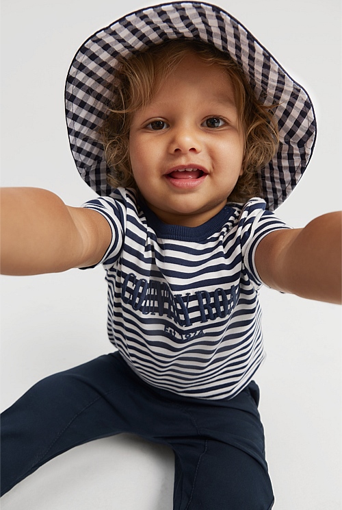 Navy Stripe Verified Australian Cotton Heritage TShirt New Logo