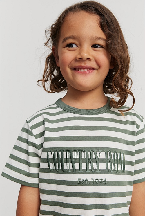 Sage Stripe Verified Australian Cotton Heritage T-Shirt - New Logo ...
