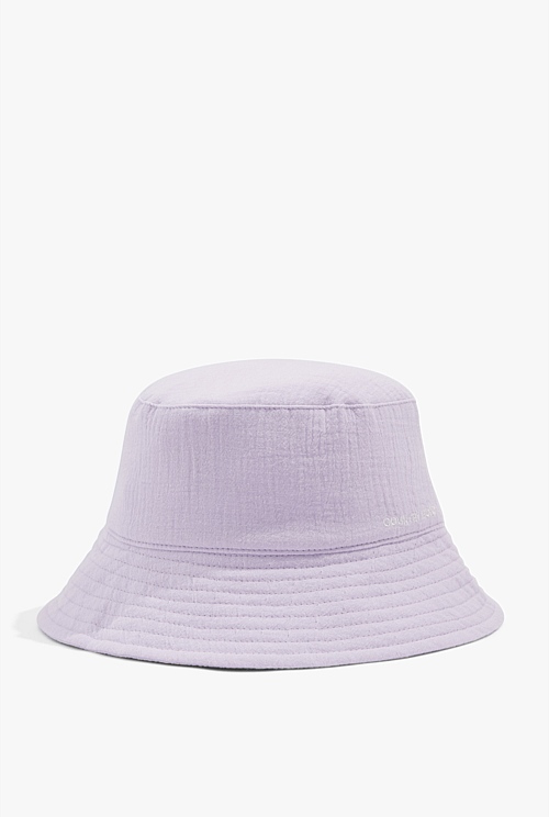 Lilac Organically Grown Cotton Textured Bucket Hat - Organically Grown ...