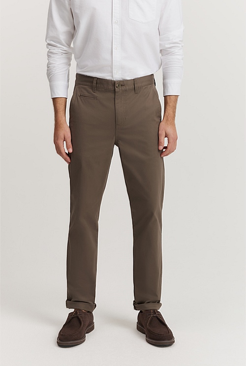 Cappuccino Verified Australian Cotton Tapered Fit Stretch Chino ...