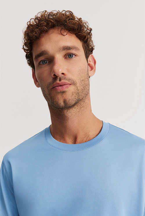 Riviera Blue Mercerised T-Shirt - Knitwear | Country Road