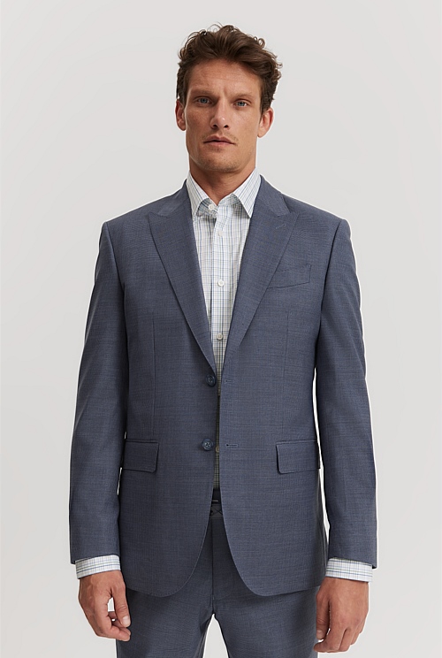 Blue Slim Fit Puppytooth Travel Jacket - Jackets & Coats | Country Road