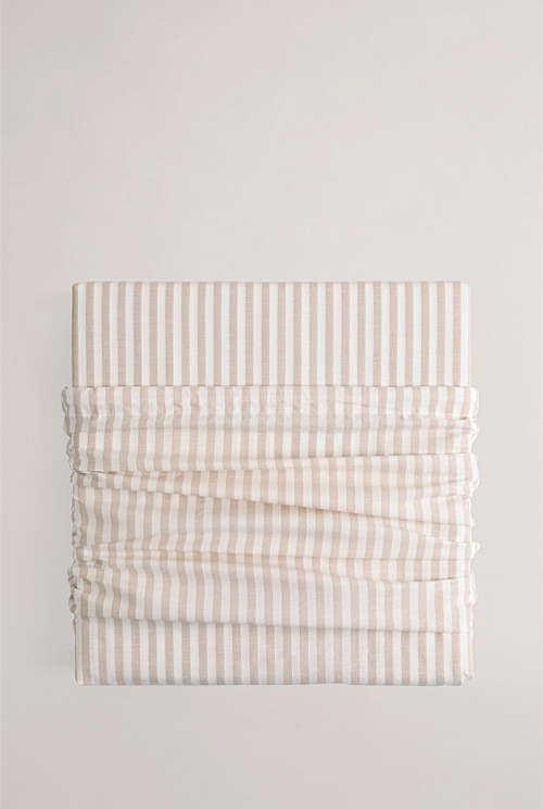 Natural Brae Australian Cotton Stripe Queen Quilt Cover Queen Quilt