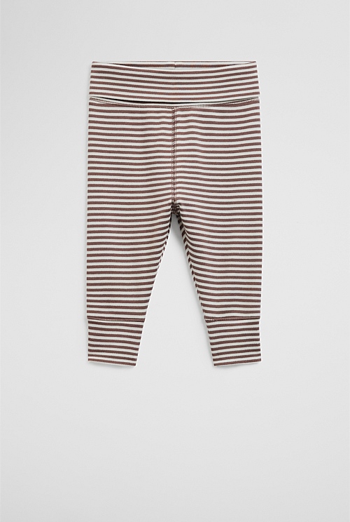 Chocolate Organically Grown Cotton Stripe Soft Pant - Pants | Country Road