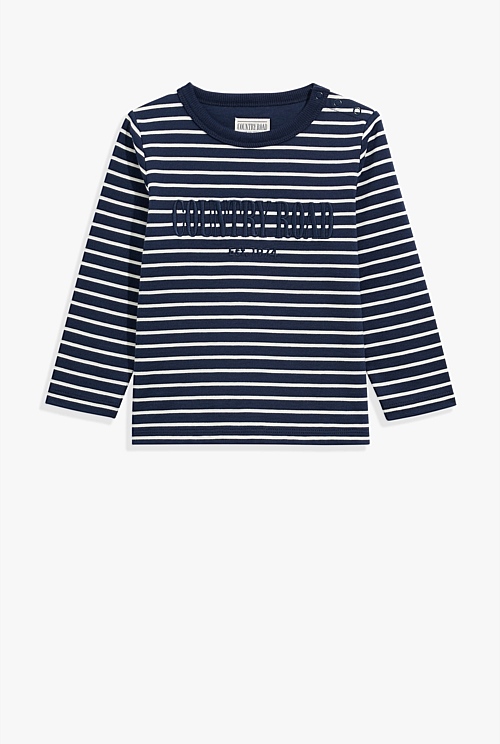 Navy Stripe Verified Australian Cotton Long Sleeve Heritage T-Shirt ...