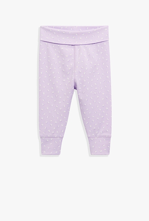 Lilac Leopard Organically Grown Cotton Fold-over Soft Pant - Pants ...