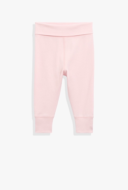 Mineral Pink Organically Grown Cotton Fold-over Soft Pant - Pants ...